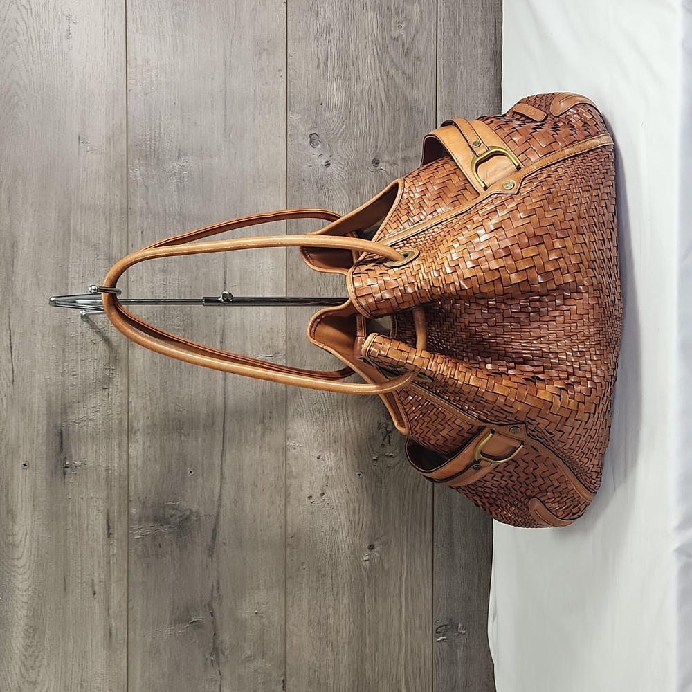 🔥🔥🔥PRICE DROP!!   Large Cole Haan Genevieve Brown Woven Leather Shoulder Bag